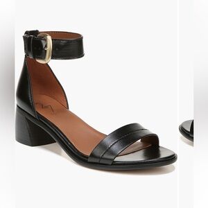 Black Leather Ankle Strap Sandals 8 WIDE, Kandri by 27 Edit brand, EUC